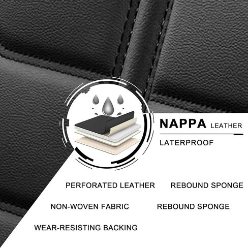 أغطية مقعد السيارة لـ Lincoln MKX 2007-2018 مجموعة كاملة ، واقي مقعد مركبة من Nappa ، وغطاء أنيقة من سهولة التثبيت ، وغطاء وسادة تلقائي للتنفس. (أسود ، قياسي) in Kuwait