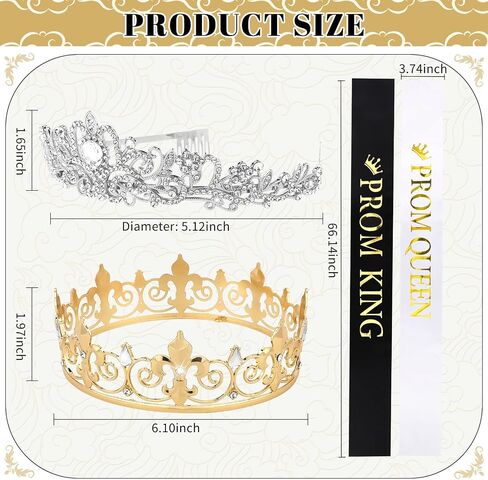 Cieher Prom King & Queen Sash and Crown Set - Prom Queen Sash و King Crowns for Men - Gold and Black in Saudi Arabia