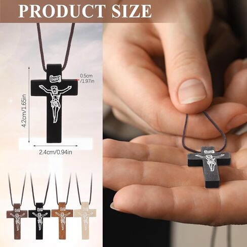 48 PCS Mini Wood Cross Necklace Bulk Small Wood Cross Necklace for Men Diy Art Crafts Christian Confer in Saudi Arabia