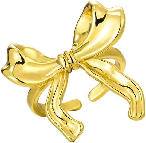 Gold Silver Bow Ring for Women 18K Gold Plated Ribbon Bow Tie Knot Ring Elegant Jewelry Gift for Women in Saudi Arabia