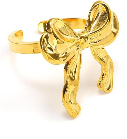 Gold Silver Bow Ring for Women 18K Gold Plated Ribbon Bow Tie Knot Ring Elegant Jewelry Gift for Women in Saudi Arabia