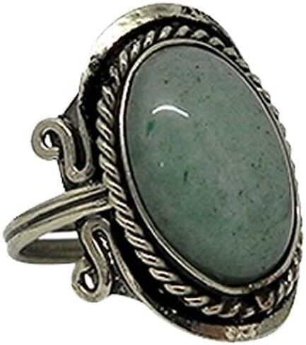 Mia Jewel Shop - Healing Gemstone Mood Ring | Silver Jewelry with Metal Border & Adjustable Design | Women's Natural Handmade Fashion Jewelry & Boho Accessories in Kuwait