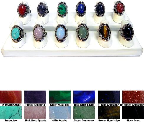 Mia Jewel Shop - Healing Gemstone Mood Ring | Silver Jewelry with Metal Border & Adjustable Design | Women's Natural Handmade Fashion Jewelry & Boho Accessories in Kuwait