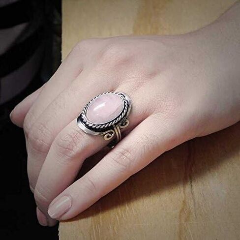 Mia Jewel Shop - Healing Gemstone Mood Ring | Silver Jewelry with Metal Border & Adjustable Design | Women's Natural Handmade Fashion Jewelry & Boho Accessories in Kuwait
