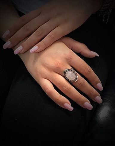 Mia Jewel Shop - Healing Gemstone Mood Ring | Silver Jewelry with Metal Border & Adjustable Design | Women's Natural Handmade Fashion Jewelry & Boho Accessories in Kuwait