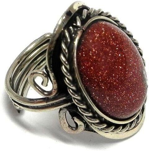 Mia Jewel Shop - Healing Gemstone Mood Ring | Silver Jewelry with Metal Border & Adjustable Design | Women's Natural Handmade Fashion Jewelry & Boho Accessories in Kuwait