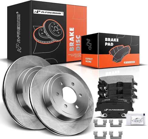A-Premium 12.60 in (320 mm) Rear Solid Disc Brake Rotors + Ceramic Pads Kit Compatible with Select Chrysler and Dodge Models - 300 05-20, Challenger 09-20, Charger 06-20, Magnum 05-08, 6-PC Set in Saudi Arabia