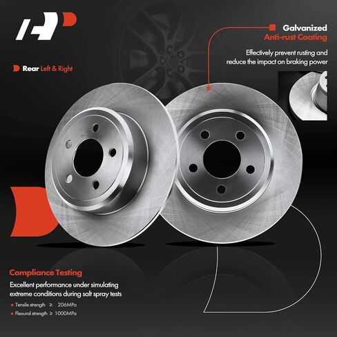 A-Premium 12.60 in (320 mm) Rear Solid Disc Brake Rotors + Ceramic Pads Kit Compatible with Select Chrysler and Dodge Models - 300 05-20, Challenger 09-20, Charger 06-20, Magnum 05-08, 6-PC Set in Saudi Arabia
