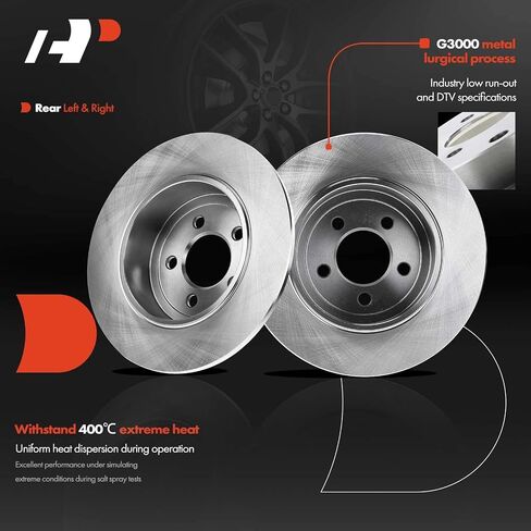 A-Premium 12.60 in (320 mm) Rear Solid Disc Brake Rotors + Ceramic Pads Kit Compatible with Select Chrysler and Dodge Models - 300 05-20, Challenger 09-20, Charger 06-20, Magnum 05-08, 6-PC Set in Saudi Arabia
