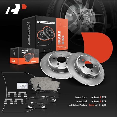 A-Premium 12.60 in (320 mm) Rear Solid Disc Brake Rotors + Ceramic Pads Kit Compatible with Select Chrysler and Dodge Models - 300 05-20, Challenger 09-20, Charger 06-20, Magnum 05-08, 6-PC Set in Saudi Arabia