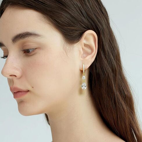 Dainty Gold Huggie Hoop Earrings Trendy CZ Diamond Dangle Drop Earrings Hypoallergenic Jewelry for Women in Saudi Arabia