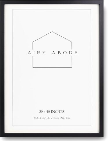 Premium Black Wood Picture Frame 30x40 Matted to 24x36 - Pick Your Size and Color in Kuwait