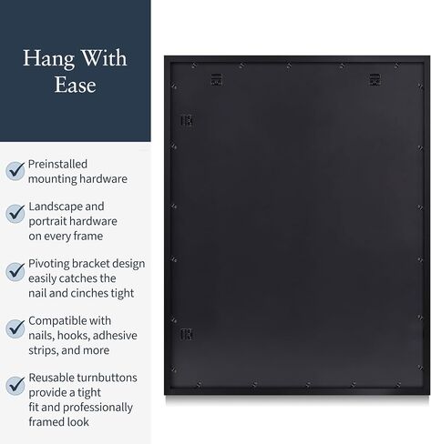 Premium Black Wood Picture Frame 30x40 Matted to 24x36 - Pick Your Size and Color in Kuwait