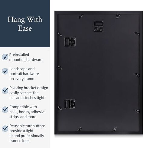 Premium Black Wood Picture Frame 30x40 Matted to 24x36 - Pick Your Size and Color in Kuwait
