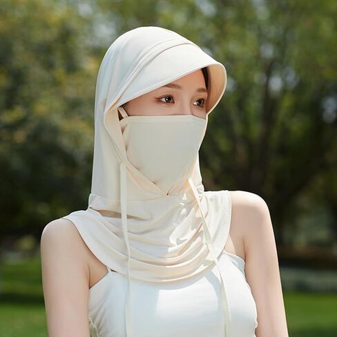 تبريد Balaclava Sun UV Contrecting قناع تنفس الرأس الكامل غطاء الوجه الحريري 3in1 قناع الوجه هود للنساء الرجال in Kuwait