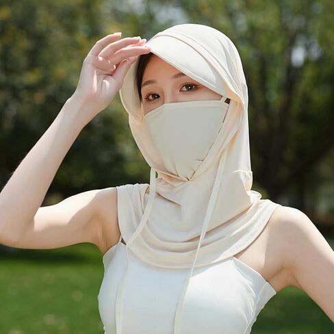 تبريد Balaclava Sun UV Contrecting قناع تنفس الرأس الكامل غطاء الوجه الحريري 3in1 قناع الوجه هود للنساء الرجال in Kuwait