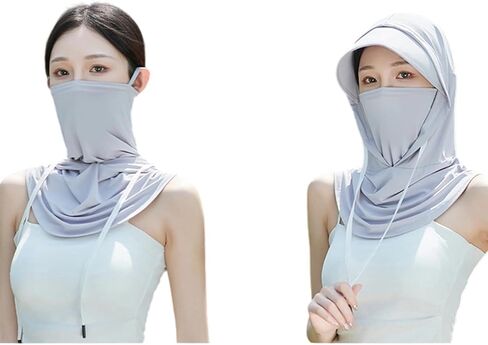 تبريد Balaclava Sun UV Contrecting قناع تنفس الرأس الكامل غطاء الوجه الحريري 3in1 قناع الوجه هود للنساء الرجال in Saudi Arabia