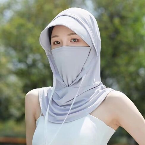 تبريد Balaclava Sun UV Contrecting قناع تنفس الرأس الكامل غطاء الوجه الحريري 3in1 قناع الوجه هود للنساء الرجال in Saudi Arabia