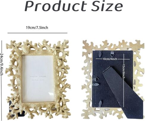 Elegant White 4x6 Photo Frame - Elegant Resin Design with Coral Shell Detail, Versatile Tabletop or Wall Mount, Perfect for Wedding Gifts & Home Decor in Saudi Arabia