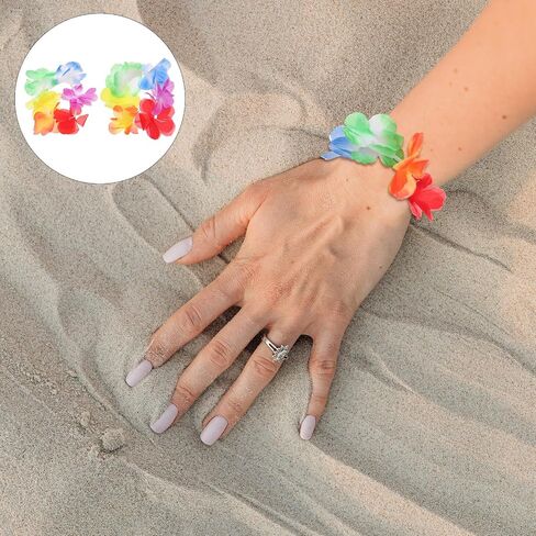 10 أزواج معصم معصم زهرة leis سوار Luau الرقص Party Leis للحفلات هاواي Anklet tropical Leis Bracelet Decor in Saudi Arabia