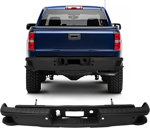 Findauto نسيج خطوة خلفية سوداء ملاءمة للفترة 2014-2018 لشيفي سيلفرادو 1500 لـ GMC Sierra 1500 W/Park Park Back مع ثقوب مستشعر وقوف السيارات in Saudi Arabia