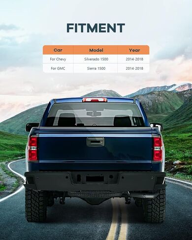 Findauto نسيج خطوة خلفية سوداء ملاءمة للفترة 2014-2018 لشيفي سيلفرادو 1500 لـ GMC Sierra 1500 W/Park Park Back مع ثقوب مستشعر وقوف السيارات in Saudi Arabia
