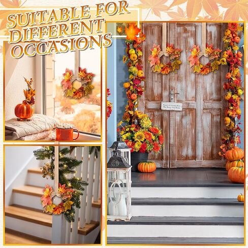 Hoteam 6 PCS Fall Mini Wreath عيد الشكر أكاليل خزانة المطبخ مع الشريط القوس القيقب الخريف الزائد المزرعة الصغيرة مزرعة الزخرفة إكليل لنافذة جدار الباب الأمامي (Dahlia) in Saudi Arabia