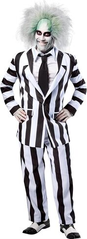 Rubies Men's Beetlejuice Grand Heritage Costume Shirt ، سترة ، سروال ، ربطة عنق وشوكة in Saudi Arabia