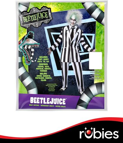 Rubies Men's Beetlejuice Grand Heritage Costume Shirt ، سترة ، سروال ، ربطة عنق وشوكة in Saudi Arabia