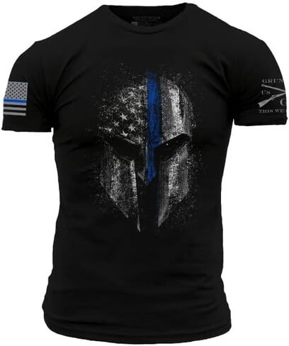 Grunt Style Blue Line Spartan Men's T-Shirt in Saudi Arabia