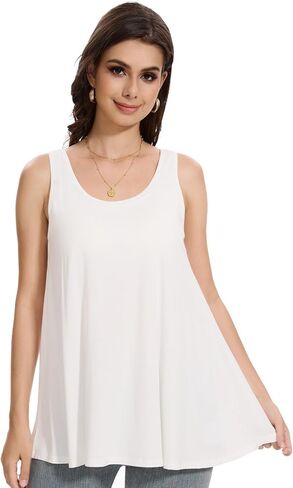 Knuffnee Womens Tank Top with Built in Bra Flowy Pleated Camis Sleeveless Scoop Neck Tank Tops in Kuwait