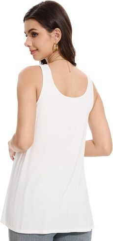 Knuffnee Womens Tank Top with Built in Bra Flowy Pleated Camis Sleeveless Scoop Neck Tank Tops in Kuwait