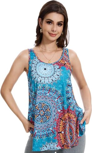 Knuffnee Womens Tank Top with Built in Bra Flowy Pleated Camis Sleeveless Scoop Neck Tank Tops in Kuwait