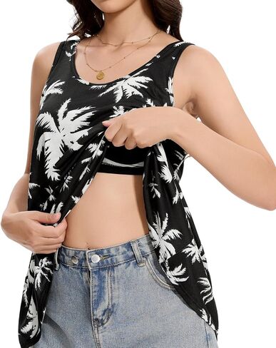 Knuffnee Womens Tank Top with Built in Bra Flowy Pleated Camis Sleeveless Scoop Neck Tank Tops in Kuwait