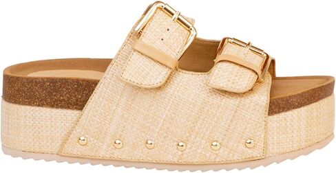 Makers Shoes - NINA 1 - Platform Double Buckle Sandals with Cork Footbed in Kuwait