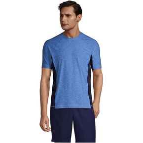 Lands' End Mens Short Sleeve Swim Tee Rash Guard Light Blue Space Dye Regular Large in Saudi Arabia