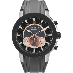 MULCO Watches for Men, Creek Stainless Steel Case with White Wrist Silicone Band, Quartz Multifunctional Movement Large Face Premium Analog Display-Luxury Sport Watch -100m, Waterproof in Kuwait