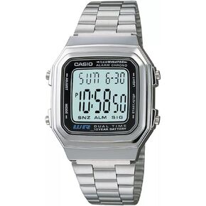 Casio A178W-1A Men's Vintage Silver Tone Band Alarm Chronograph Digital Watch in Kuwait