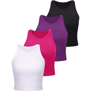 4 Pieces Basic Crop Tank Tops Women Racerback Crop Tops Cotton Sport for Girls Lady Daily Wearing in Saudi Arabia