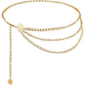 Multilayer Metal Waist Chain Belt for Women, Fashion Adjustable Gold Belts for Woman Body Belly Chain for Women Dress Jeans Trousers Western Accessories for Female Gift for Friends Lover in Saudi Arabia