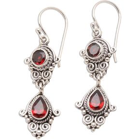 Novica Artisan مصنوع من الفضة الفضية الأقراط تتدلى | خطاف سلك فرنسي طويل | العقيق الأحجار الكريمة | المجوهرات hypoallergenic | Lead & Nickel Free | إندونيسيا "طرق تقليدية" 2 "ل x 0.5" ث × in Kuwait