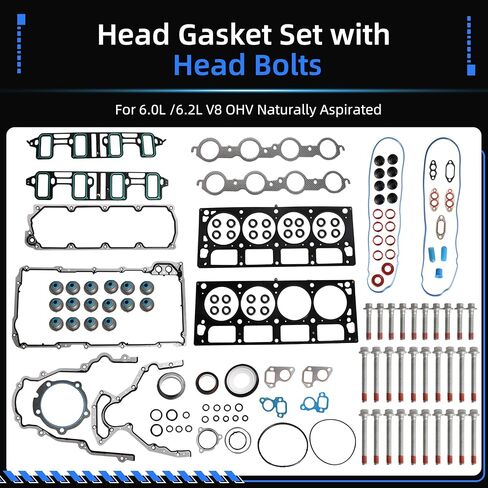 حشية رأس محرك MLS مع مجموعة الترباس ، HS26192PT-5 ، يناسب Chevy Silverado Express Suburban Tahoe ، لـ GMC Sierra Yukon XL ، ل Cadillac Escalade ، 2007-2011 ، 6.0/6.2L V8 ، ES72220 ، ES72390 in Kuwait