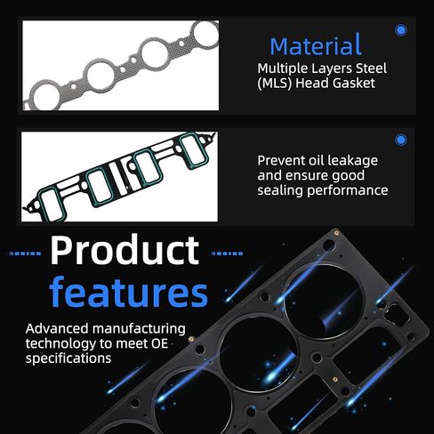 حشية رأس محرك MLS مع مجموعة الترباس ، HS26192PT-5 ، يناسب Chevy Silverado Express Suburban Tahoe ، لـ GMC Sierra Yukon XL ، ل Cadillac Escalade ، 2007-2011 ، 6.0/6.2L V8 ، ES72220 ، ES72390 in Kuwait