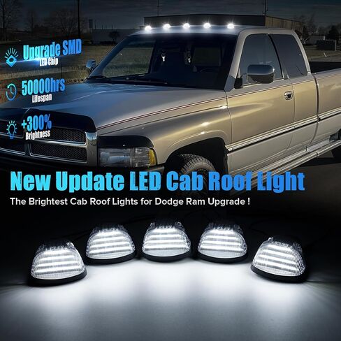 5PCS Amber Clear Lens LED Cab Roof Marker Lights Compatible with1994-1998 RAM 1500 2500 3500 Pickup Truck Roof Top Running Lights in Kuwait