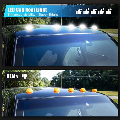 5PCS Amber Clear Lens LED Cab Roof Marker Lights Compatible with1994-1998 RAM 1500 2500 3500 Pickup Truck Roof Top Running Lights in Kuwait