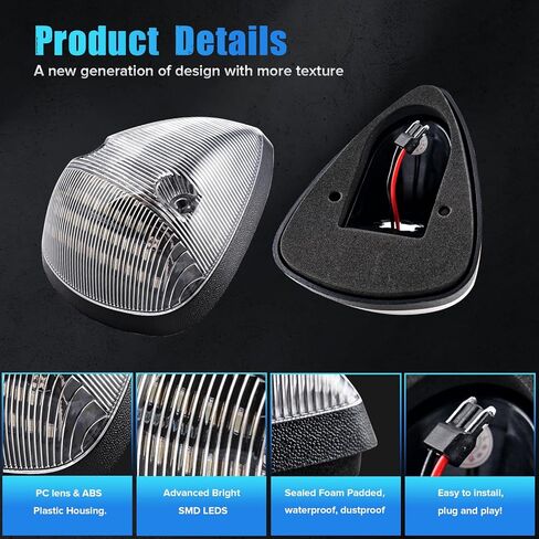 5PCS Amber Clear Lens LED Cab Roof Marker Lights Compatible with1994-1998 RAM 1500 2500 3500 Pickup Truck Roof Top Running Lights in Kuwait