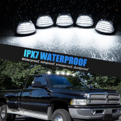 5PCS Amber Clear Lens LED Cab Roof Marker Lights Compatible with1994-1998 RAM 1500 2500 3500 Pickup Truck Roof Top Running Lights in Kuwait