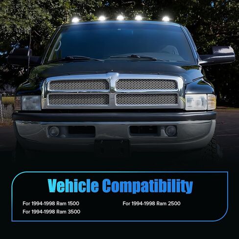 5PCS Amber Clear Lens LED Cab Roof Marker Lights Compatible with1994-1998 RAM 1500 2500 3500 Pickup Truck Roof Top Running Lights in Kuwait