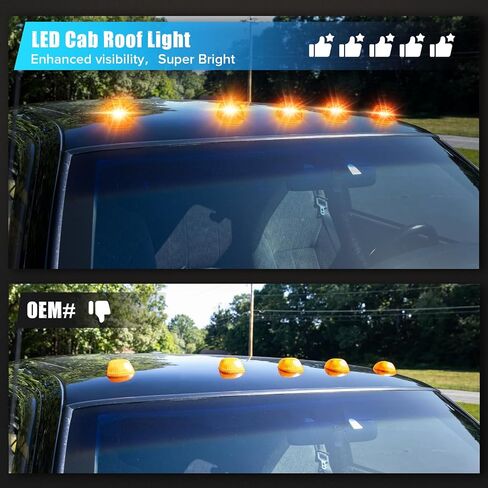 5PCS Amber Clear Lens LED Cab Roof Marker Lights Compatible with1994-1998 RAM 1500 2500 3500 Pickup Truck Roof Top Running Lights in Kuwait
