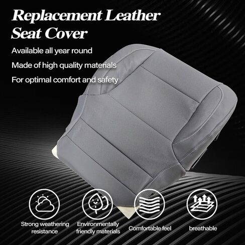 SecosAutoparts Driver or Passenger Side Bottom Replacement Perforated Leather Seat Cover and Foam Cushion Black Compatible with Chevy Silverado SLT SLE Z71 GMC Sierra 2014 2015 2016 2017 2018 2019 in Saudi Arabia